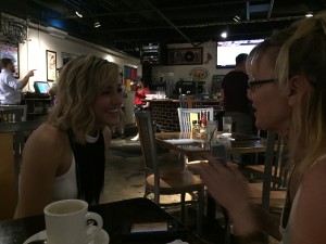 Reporter Katy Rogers interviews Mary Sarah at Soulshine Pizza